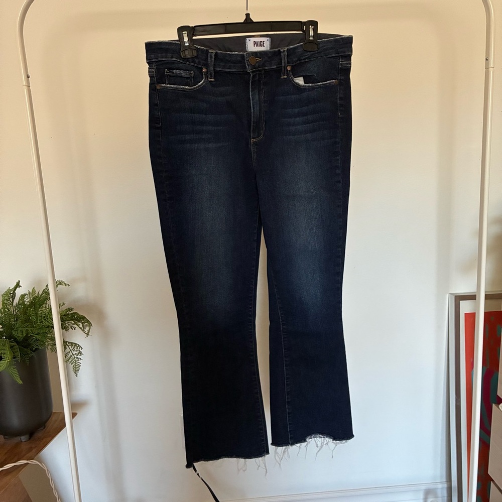 Paige Women's Dark Blue Jeans Colette Crop Flare